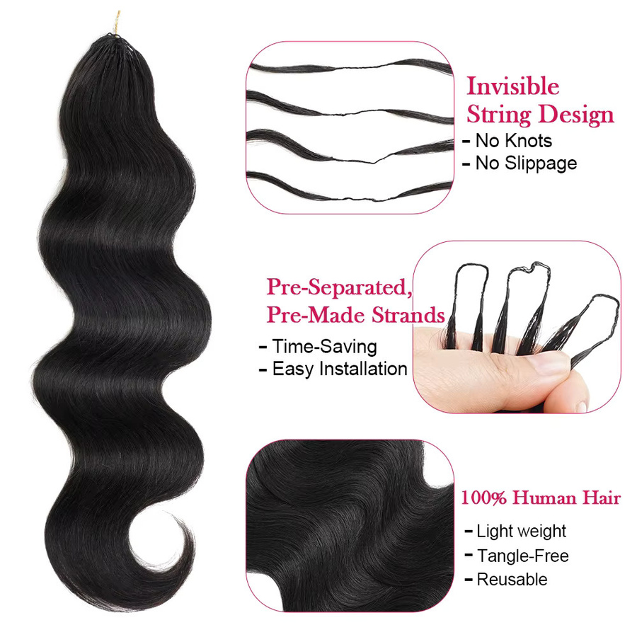 Almac Miracle Knots Body Wave Crochet Hair, 100% Remy Echthaar, Unisex - Bild 2