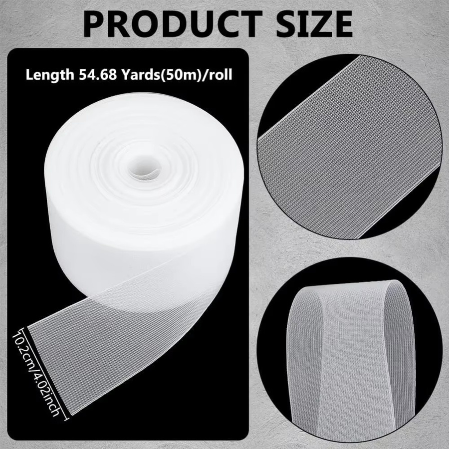 54,6 Yards weißes Buckram-Einnähband, 10,16 cm breit, durchscheinendes Übungsband zum Einnähen von Stoffen für das Nähen zu Hause - Bild 2