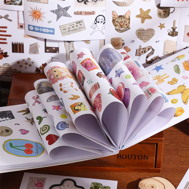 Moment Papier-Scrapbooking-Stickerbuch mit 50 Mustern aus Tieren, Pflanzen und Früchten in Multicolour für DIY-Bastelarbeiten und Planer - Bild 5