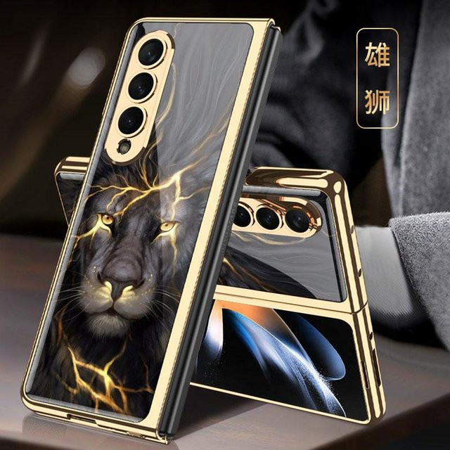 Luxus Glas Schutzhülle für Samsung Galaxy Z Fold 7 6 5 4 mit Stoßfest-Beschichtung und Hartrahmen in Grau - Bild 1