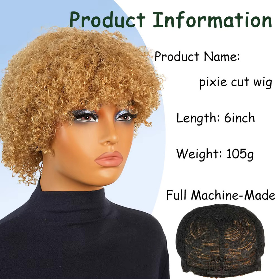 OYM HAIR Afro-Perücke, blonde Pixie-Perücke mit Pony, Damen - Bild 2