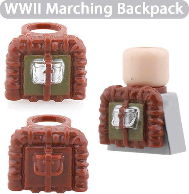 BRICKPANDA MOC WW2 Militär-Soldaten Rucksack Zubehör, Bausteine - Bild 1