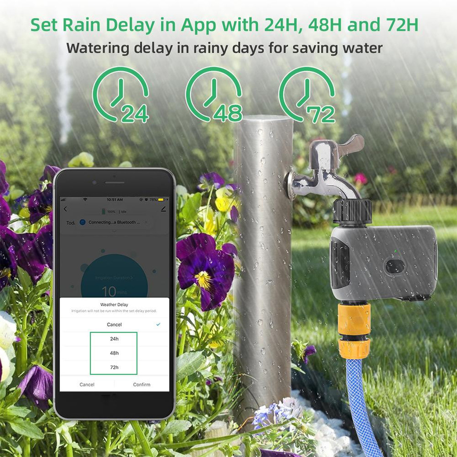 GoolRC Wi-Fi Smart Sprinkler Timer mit 1 Auslass, Automatisches Bewässerungssystem mit App-Steuerung, Schwarz - Bild 2