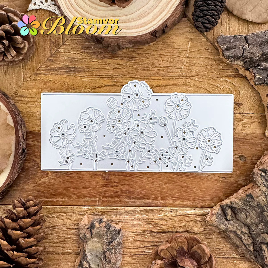 Silberne Metall-Stanzformen mit Mohnblumen für Scrapbooking und dekorative Prägung - Bild 3
