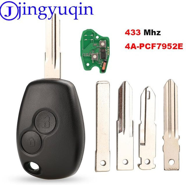 Jingyuqin Auto Fernbedienung Gehäuse für Renault Clio Scenic Kangoo Megane mit 2 Tasten, Chip PCF7952E, 434MHz, Schwarz - Bild 1
