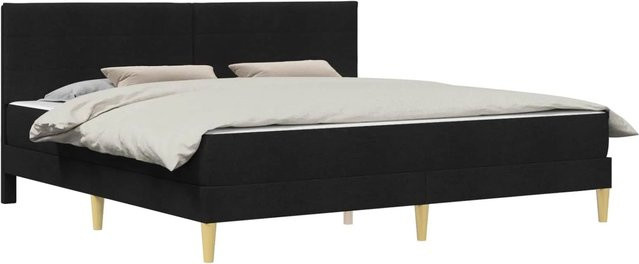 vidaXL Bettrahmen Schwarz mit Polsterung aus Polyester und Holz, B/T/H: 180 x 200 x 184 cm - Bild 1