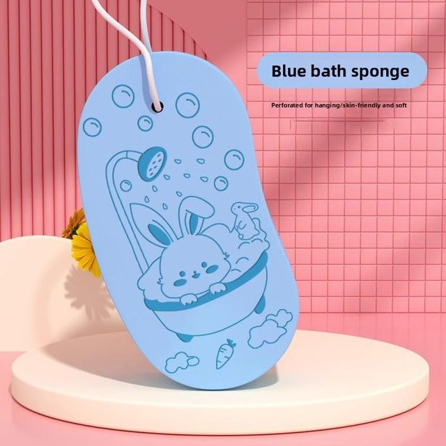 Kinderbadeschwamm mit Cartoon-Kaninchen Design in Blau - Bild 1
