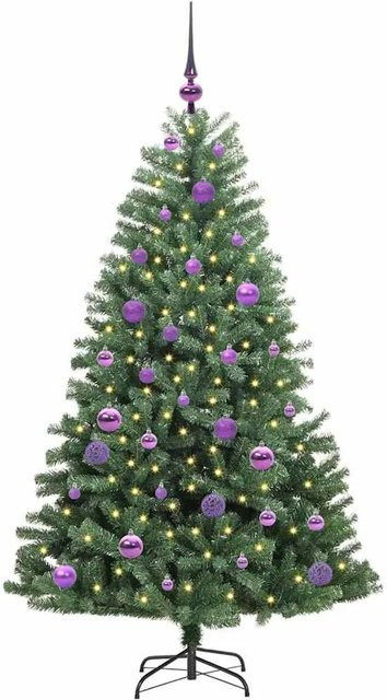 vidaXL Künstlicher Weihnachtsbaum mit 150 warmweißen LEDs, Grün, Höhe: 150 cm - Bild 1