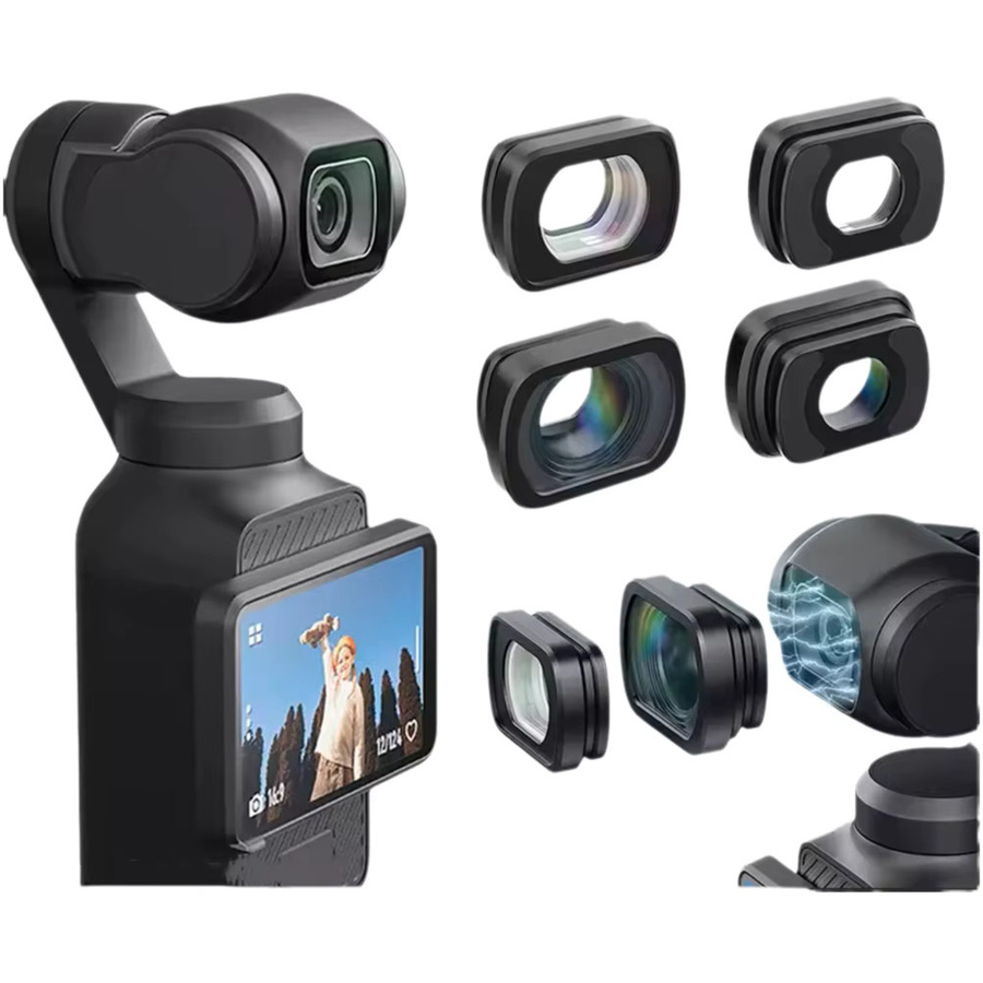 Magnetisches Weitwinkel- und Makro-Objektiv aus optischem Glas für DJI Osmo Pocket 4 und DJI Osmo Pocket 3, Schwarz - Bild 7