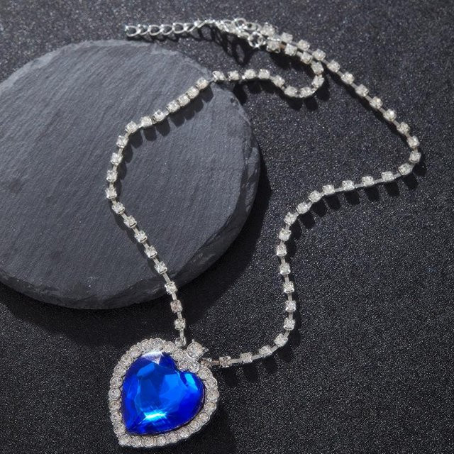 Lucky Star Jewelry Halskette, Herz Anhänger, blaue Zirkonia, Silber, Messing, Damen - Bild 1