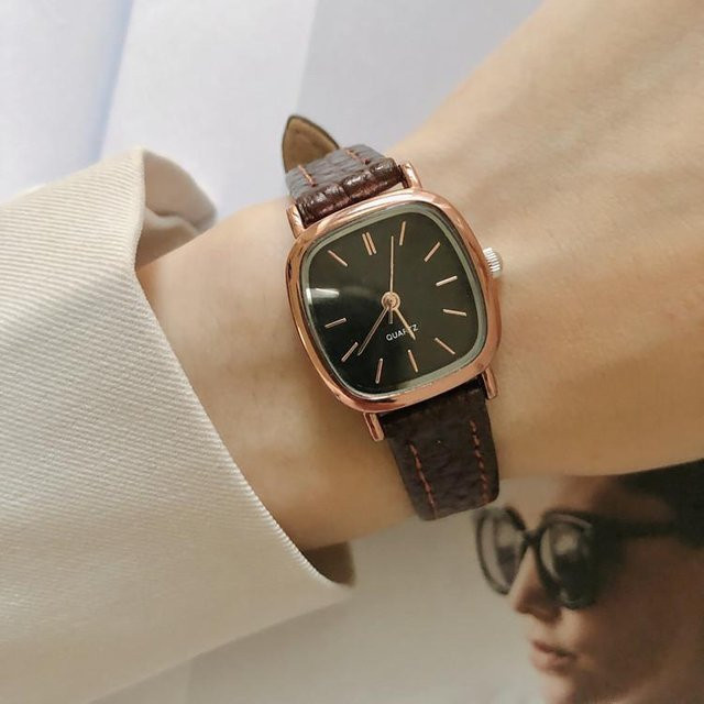 NATAWA Armbanduhr, Quarz, Leder, Roségold, Schwarz, Damen - Bild 1