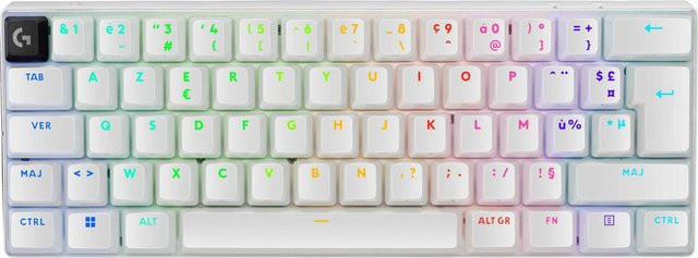 Logitech G PRO X 60 Gaming-Tastatur mit USB, RF Wireless und Bluetooth in Weiß, AZERTY Französisch Layout - Bild 1