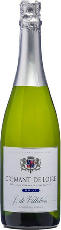 J. de Villebois Crémant de Loire, Schaumwein, Chardonnay, Brut, Frankreich, 0,75 l
