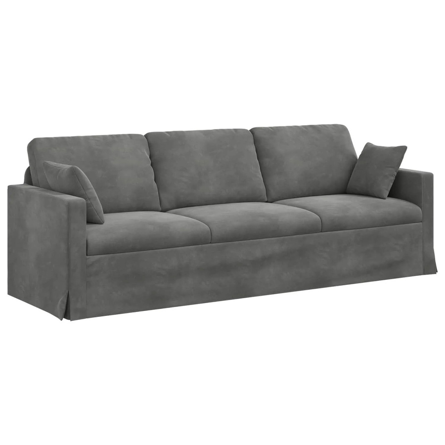 vidaXL Sofa in Dunkelgrau aus Samt mit Metallrahmen B/T/H: 228 x 78 x 80 cm - Bild 2