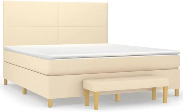 vidaXL Boxspringbett Hybrid mit Matratze und Taschenfederkern in Beige, B/T/H: 160 x 200 x 128 cm - Bild 1