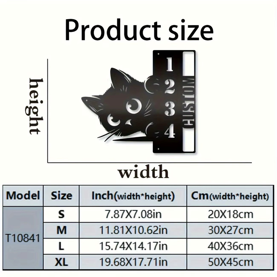 Individuelles Türschild Spähende Katze von Hello Young aus Metall in Schwarz für die Wanddekoration - Bild 3