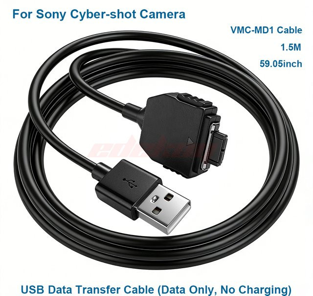 Sony USB-Kabel VMC-MD1 in Schwarz für Cyber-shot DSC-P100, P200, G1, M2, F88, T2, T30, T100, TX1, N2, H9, H10, W35, W70, W100, W150 Kameras - Bild 1