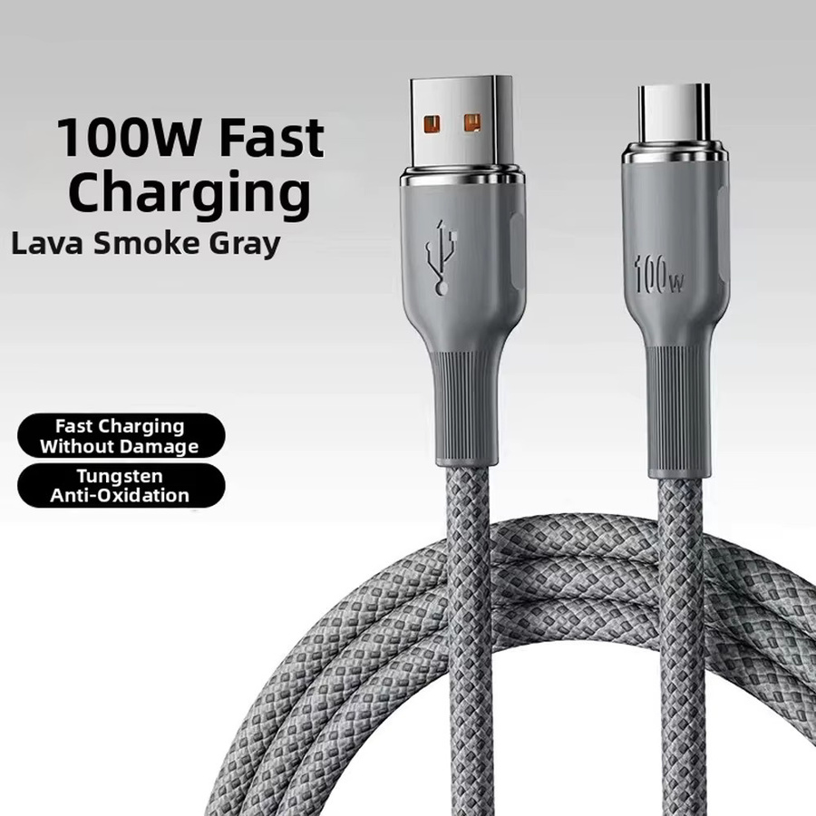 USB-A-zu-USB-C-Kabel 100W Superschnelles Ladekabel grau geflochten für Samsung Galaxy Xiaomi Redmi Huawei - Bild 5