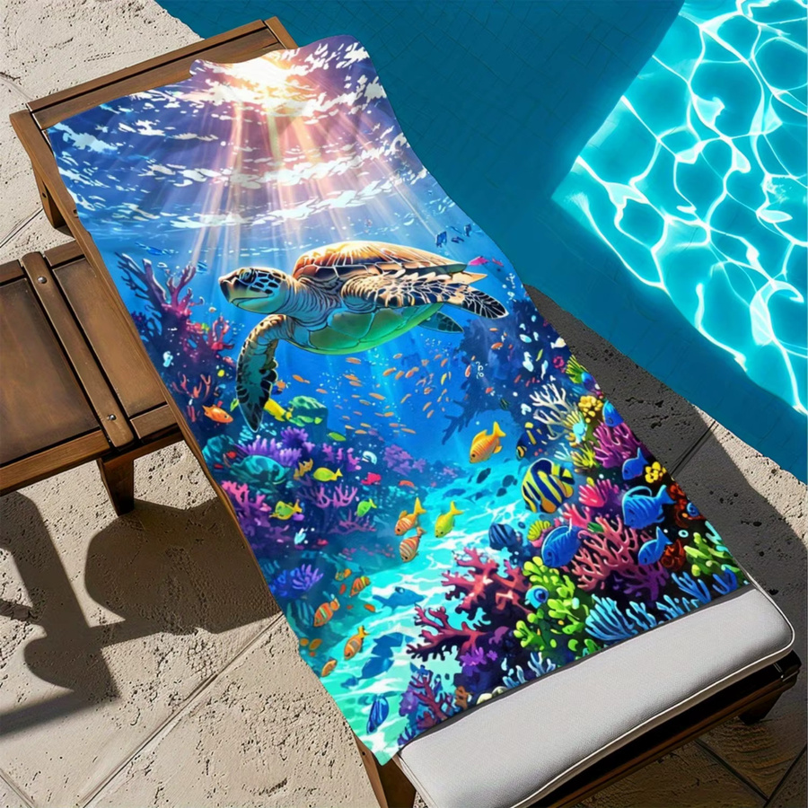 Schnell trocknendes Strandtuch mit tropischem Ozean-Motiv für Erwachsene, mehrfarbig, maschinenwaschbar - Bild 2