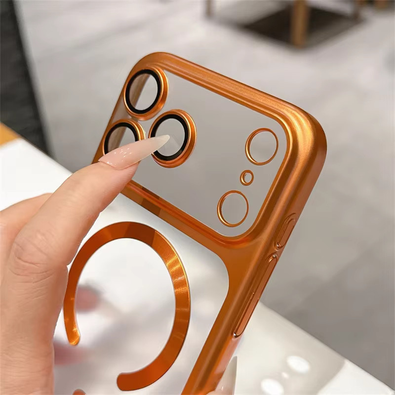 NMEGOU MagSafe Handyhülle in mattem Transparent und Silber für iPhone 17 Air, 17 Pro, 16 und 15 Pro Max Plus mit magnetischer Stoßstangen-Rückseite - Bild 1