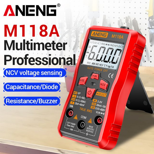 ANENG M118A Mini-Digitalmultimeter in Rot mit 6000 Zählungen TRMS als Voltmeter, Amperemeter, Ohmmeter und Kapazitätsmesser für deine DIY-Elektrikreparaturen - Bild 1