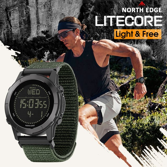 NORTH EDGE Digitaluhr, Herren, Schwarz, Kunststoff, Schrittzähler - Bild 1
