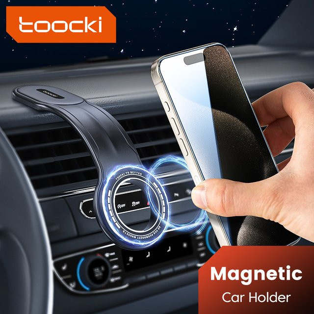 Toocki Magnetische Auto-Handyhalterung in Schwarz für iPhone 13 14 15 16 17 Pro Max mit 360 Grad Drehung und biegsamem Aluminium-Halterung - Bild 1