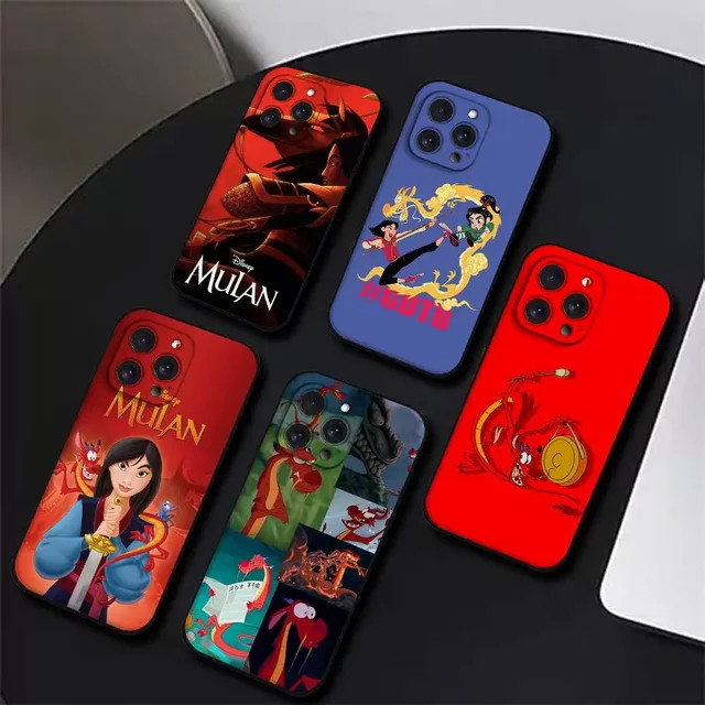 Mesuca Disney Prinzessin Mulan Handyhülle für iPhone 15 14 13 12 11 Pro Max und weitere Modelle, Schwarz/Mehrfarbig - Bild 1