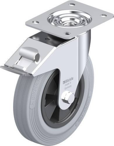 Blickle Lenkrolle LE-VPP 200R-FI-SG mit Feststeller in Grau und Schwarz, Rad-Durchmesser: 20 cm, Tragfähigkeit: 205 kg - Bild 1