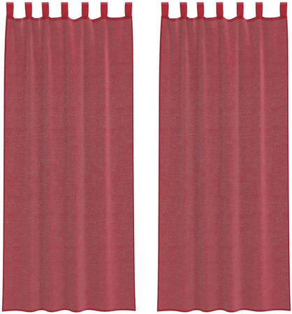 vidaXL Voile Vorhänge mit Stangentaschen, 2er Set, Weinrot, Breite: 140 cm, Höhe: 260 cm