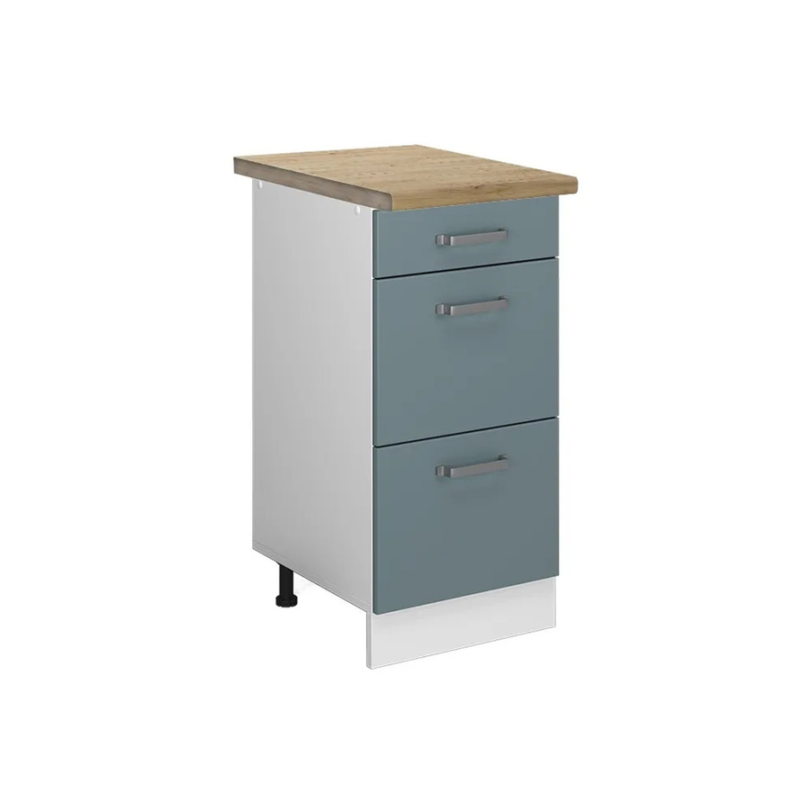 Vicco Küchenunterschrank R-Line in Blau-Grau und Weiß mit Schubladen in Eiche Optik, Breite: 40 cm - Bild 2