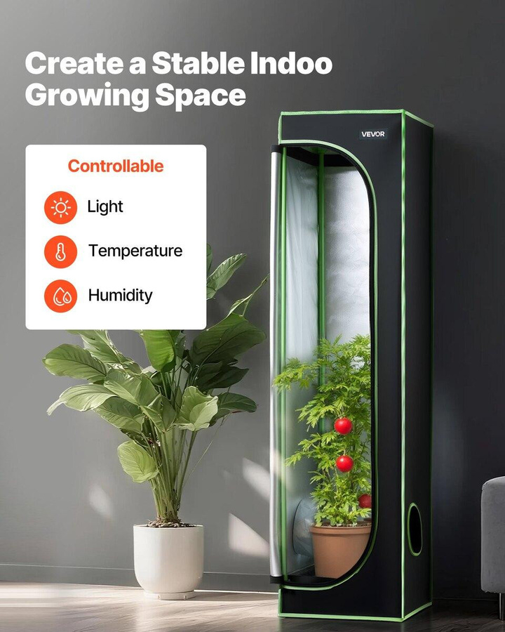 Buying Solutions MB Indoor Grow Zelt Schwarz B/T/H: 40 x 40 x 160 cm aus 600D Oxford-Gewebe mit Mylar-Beschichtung und Beobachtungsfenster - Bild 6