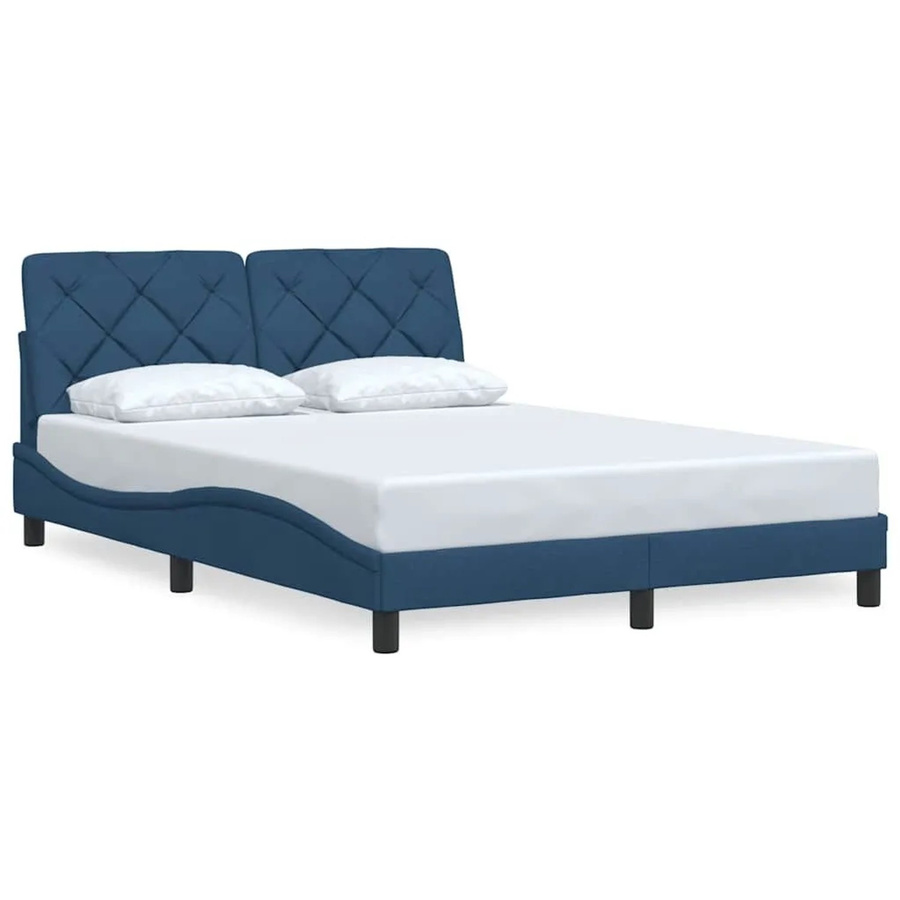 vidaXL Bettgestell mit Stoffbezug in Blau, B/T/H: 120 x 200 x 74,5 cm (ohne Matratze) - Bild 2