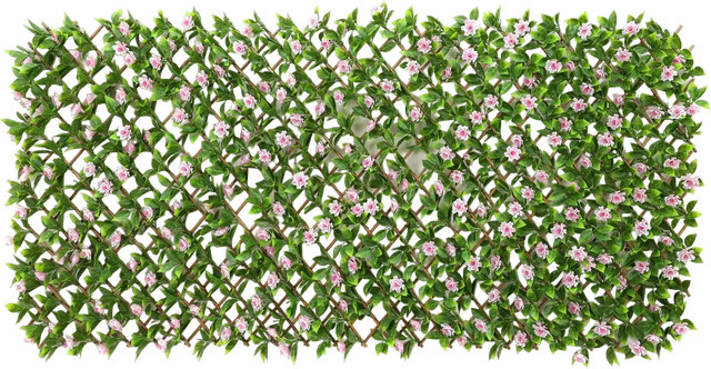 Flexible Pflanzenwand Zierkirsche mit rosa Blüten von Maja in Pink und Grün, Höhe: 200 cm - Bild 1
