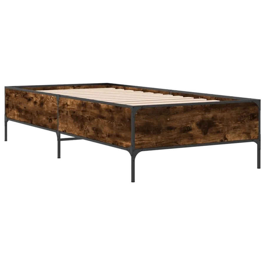 vidaXL Bettgestell aus Holzwerkstoff und Metall in Räuchereiche, B/T: 75 x 190 cm - Bild 2