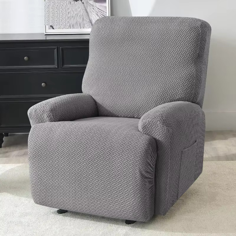WANERQU Jacquard-Stretch-Sesselbezug für Liegestühle, elastischer und rutschfester Schonbezug in Beige oder Grau - Bild 5