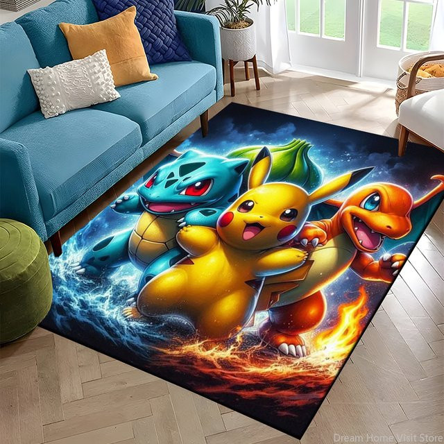 Charizard 3D-Gemälde Pokémon Teppich in Multicolor für Schlafzimmer und Wohnzimmer - Bild 1