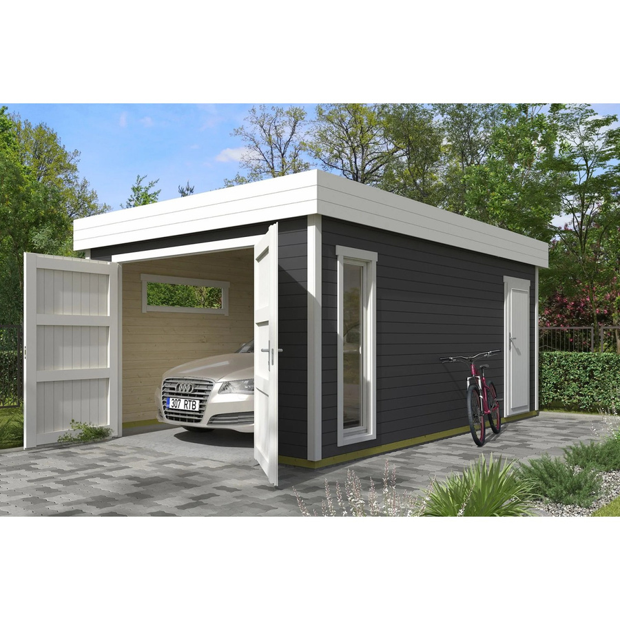 Blockgarage Lasita Maja Bahamas mit Holztor in Carbongrau, B: 360 cm, T: 540 cm - Bild 3