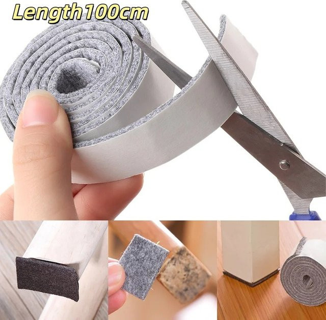 Selbstklebende Möbelfilzstreifen in Schwarz, 4mm dicke geräuschdämpfende Gleitpads und Bodenschutzpads für Tisch- und Stuhlbeine zur DIY-Gestaltung - Bild 1