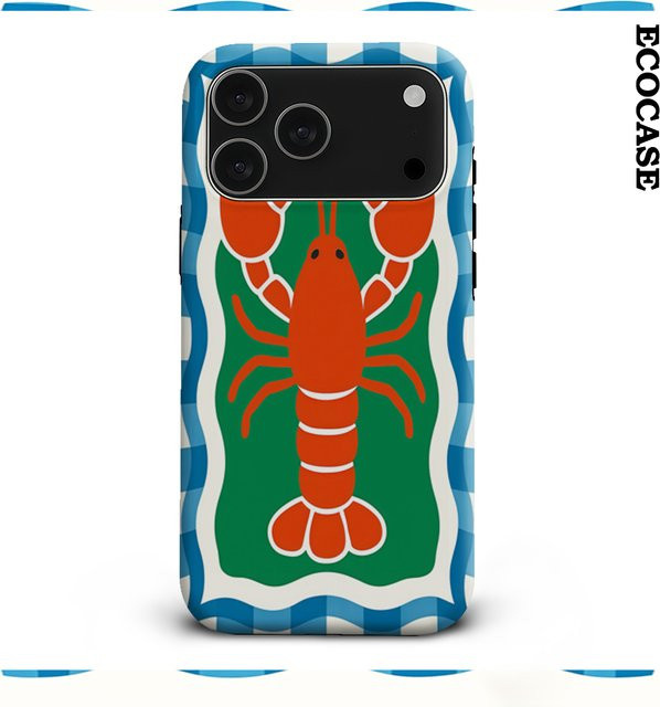 Gingham Framed Lobster Handyhülle für iPhone 17 16 15 14 13 12 11 Pro Max Plus mit doppelschichtiger Rückseite in Multicolour - Bild 1