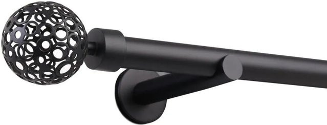 Deco-Raum Gardinenstange nach Maß mit 1 Lauf Kugel Ø 25mm in Schwarz, Länge: 260 cm - Bild 1
