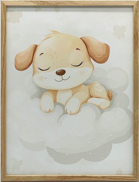 Premium Leinwand Poster Süßer Hund Auf Einer Wolke von iKable, Multicolor, B/H: 30 x 40 cm - Bild 1