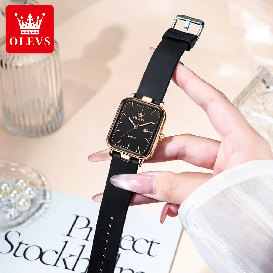 OLEVS Armbanduhr, Quarz, Edelstahl, Silber, Schwarz, Damen - Bild 4