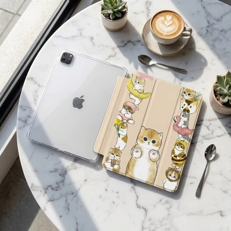 DecoPhone Tablet Hülle Kawaii Cat Design für iPad Pro 10/11 Zoll, iPad Air 3/4/5 und iPad 9. Generation, dreifach gefaltet, Multicolour - Bild 3