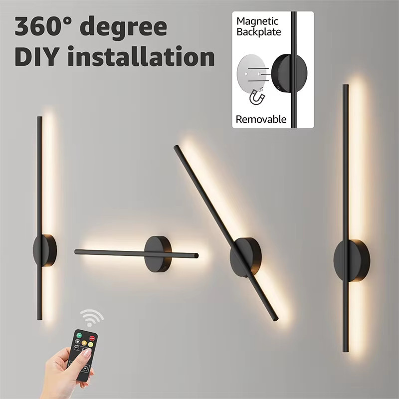 CETANT LED Wandleuchte Schwarz, dimmbar und wiederaufladbar, moderne Up-Down Wandlampe für Wohnzimmer und Schlafzimmer, Breite: 50 cm - Bild 2