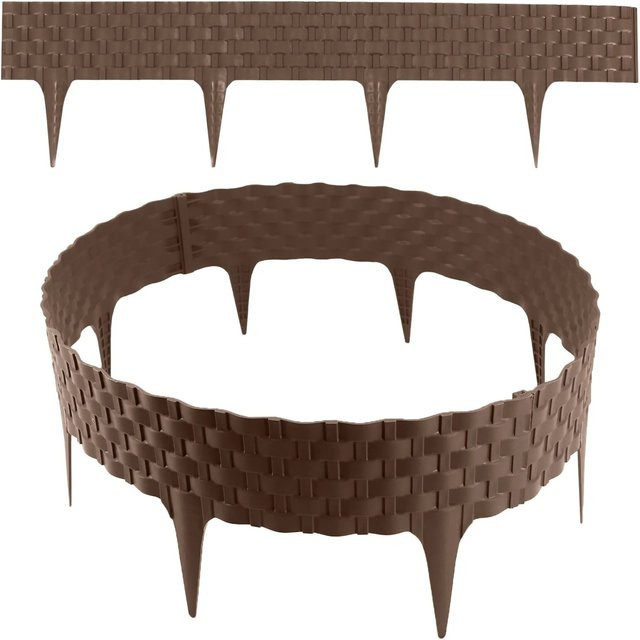 Aquagart Rasenkante Rattanoptik in Braun aus Kunststoff, Beeteinfassung für Rasen und Beete, Module mit B: 80 cm, H: 4 cm, T: 9,5 cm - Bild 1