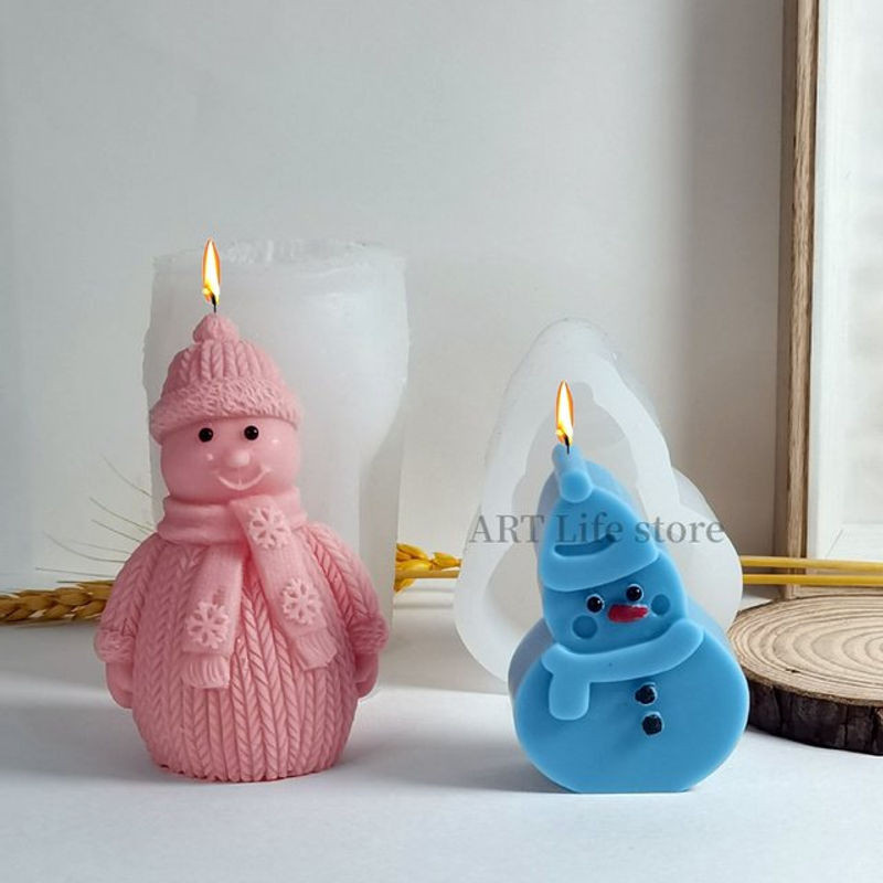 Silikonform Schneemann für DIY Kerzen, Seife, Gips oder Schokolade zur Weihnachtsdekoration, mehrfarbig - Bild 1