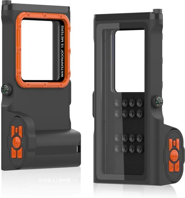 Bai Fen Bai-Digital 3C Wasserdichte Bluetooth Handyhülle für Foto und Video bis 15m Tiefe, Schwarz und Transparent, passend für Smartphones bis 6,9 Zoll - Bild 1