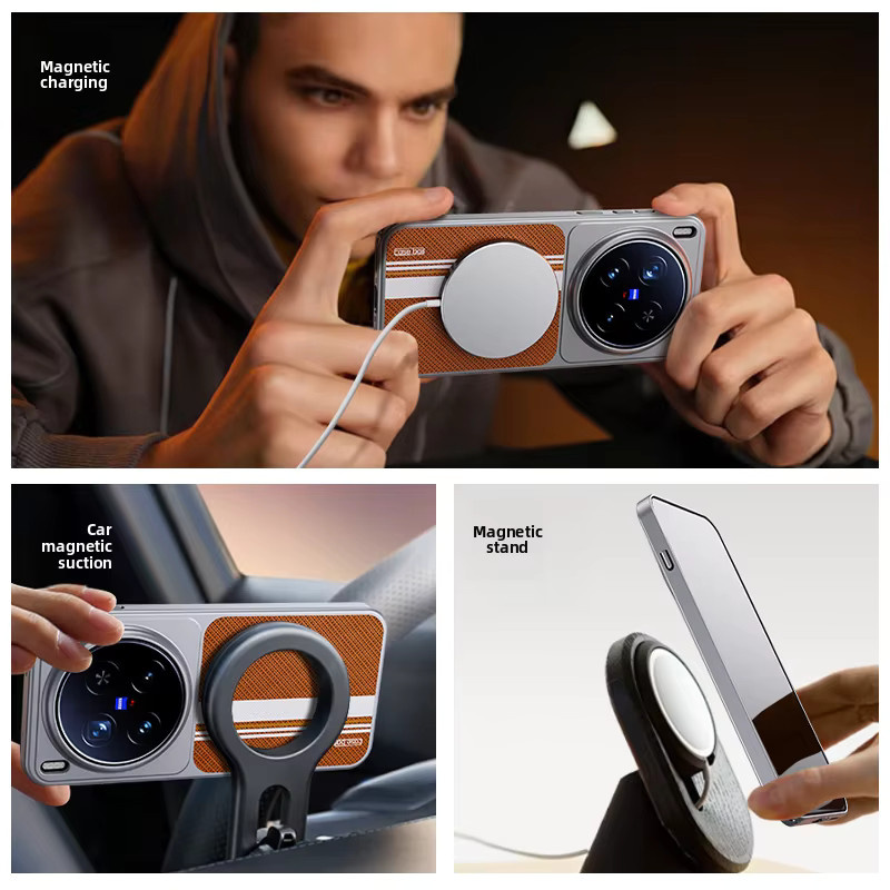 Magnetische MagSafe Schutzhülle aus PU Leder für Vivo X300 und Vivo X300 Pro - Bild 5