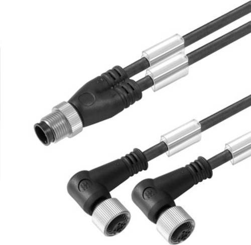 Weidmüller Sensor-Aktor-Steckverbinder M12 konfektioniert, Stecker gerade und Buchse gewinkelt, Schwarz, Länge: 10,00 m - Bild 1